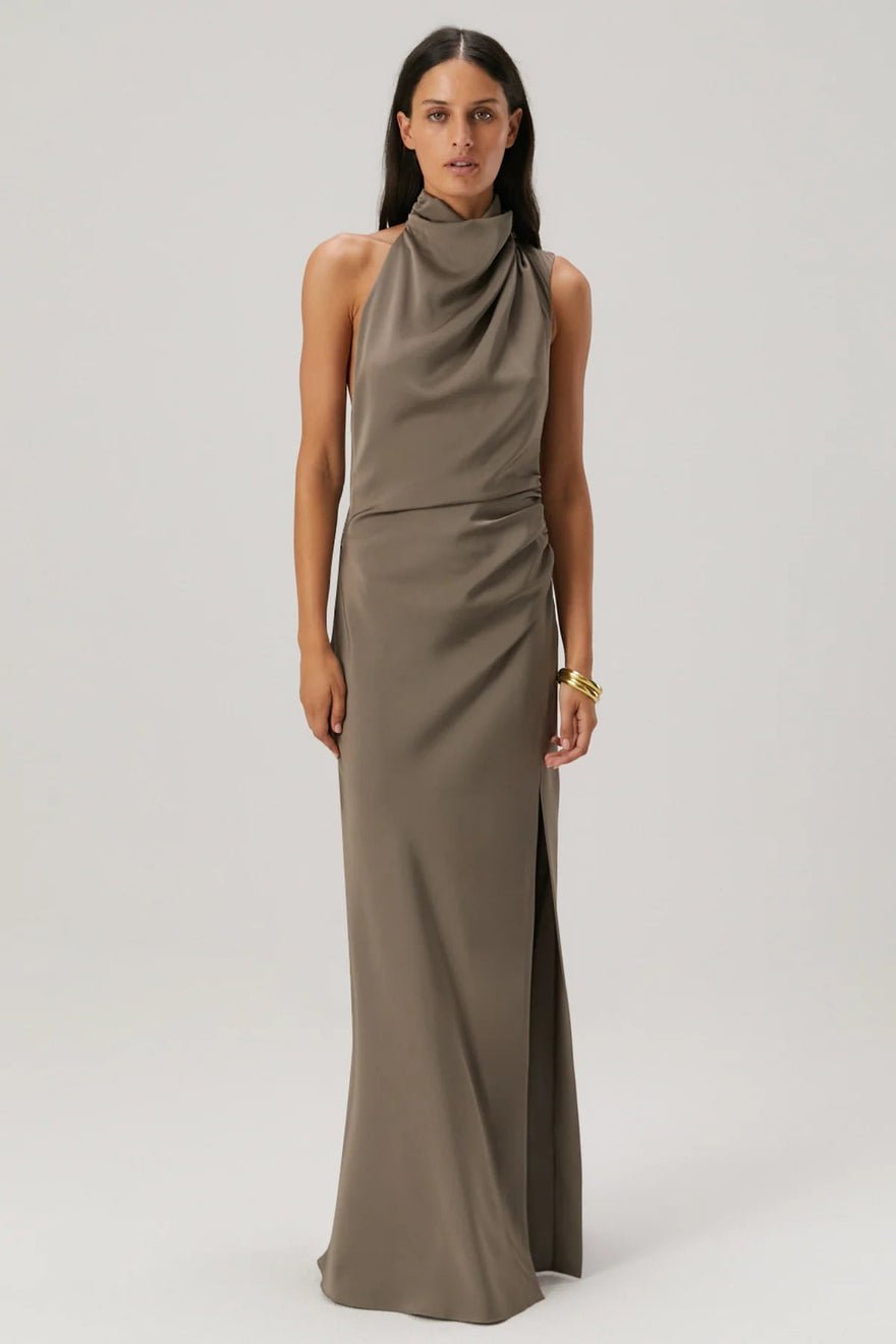 Misha Collection Constantina Satin Gown Grey photo 2