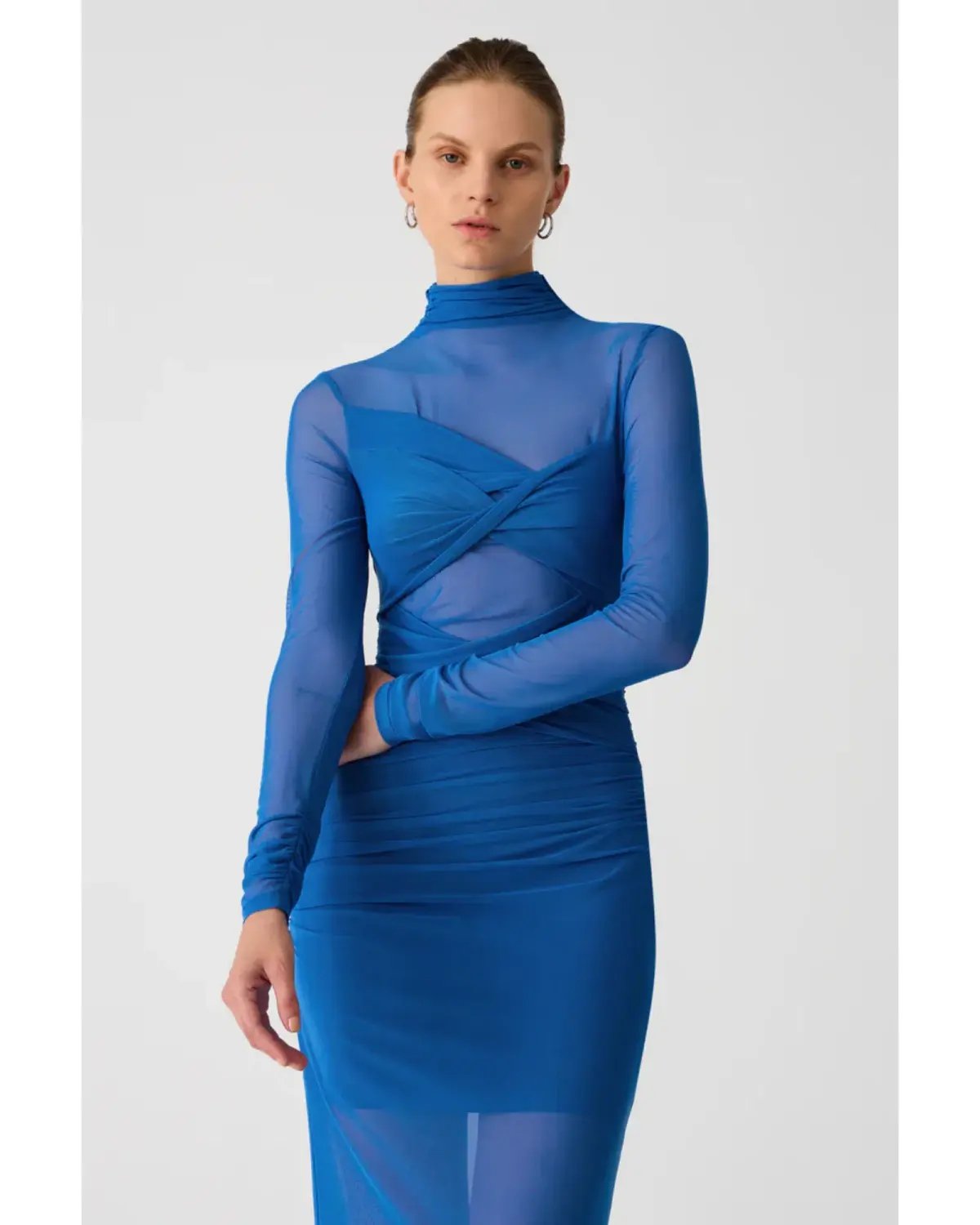 Misha Madigral Mesh Midi Dress Azure Blue Size AU 8 photo 4