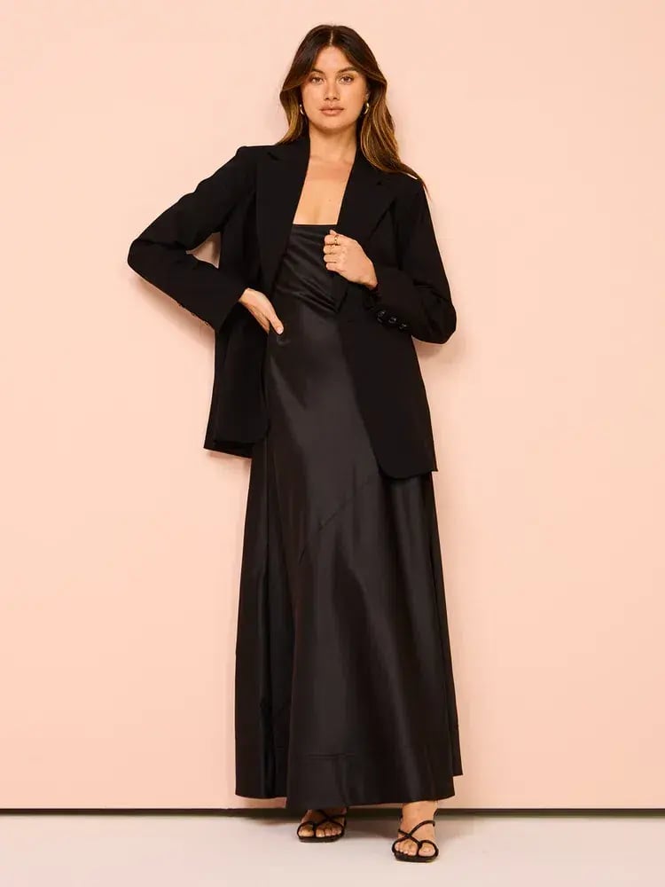 By Nicola Beneath The Stars Bias Cut Slip Dress In Black Size 12 photo 8