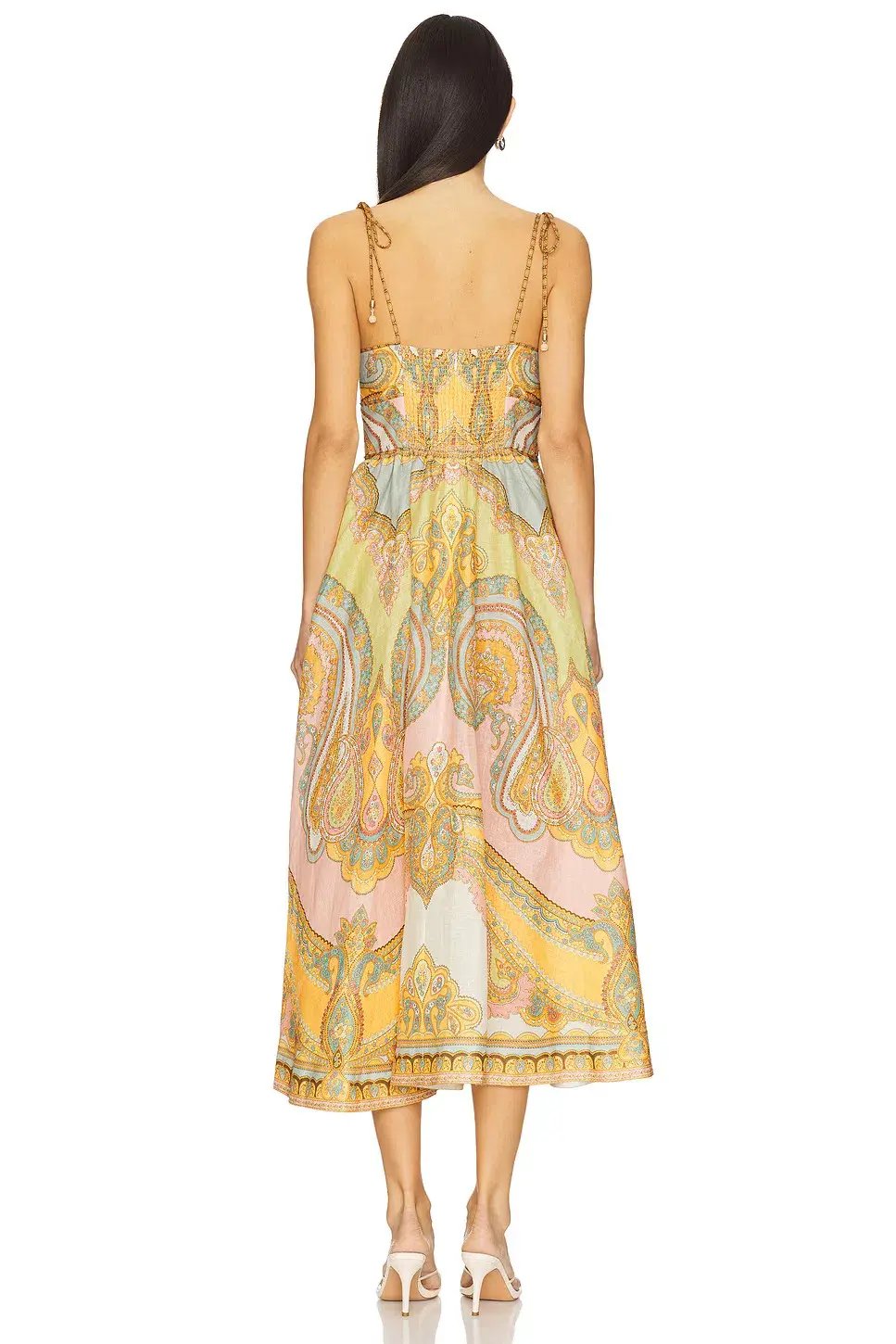 Zimmermann Maxine Picnic Midi Dress Gold Paisley Size 3 / AU 14 photo 3