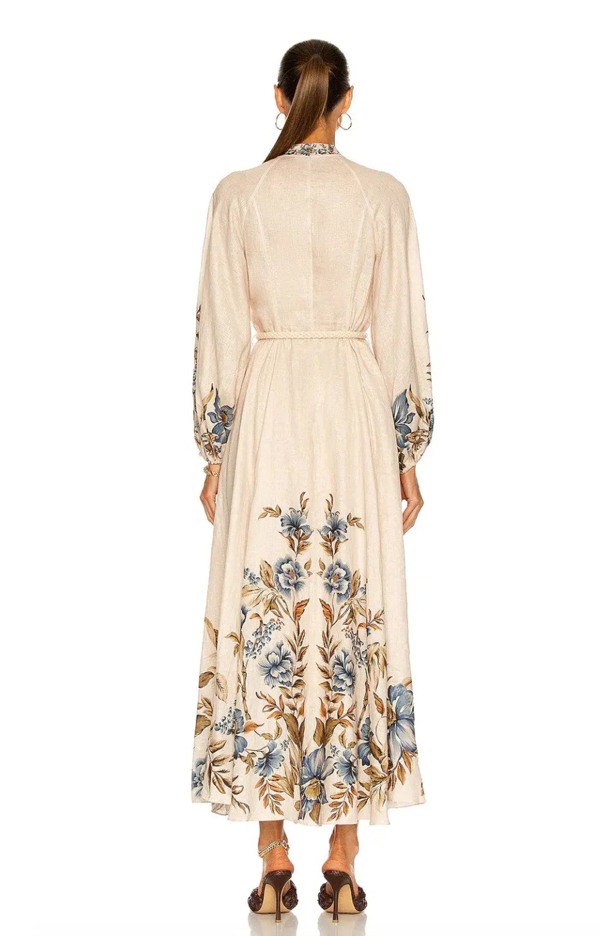Zimmermann Aliane Billow Long Dress Khaki Floral Size 1 / AU 10 photo 3