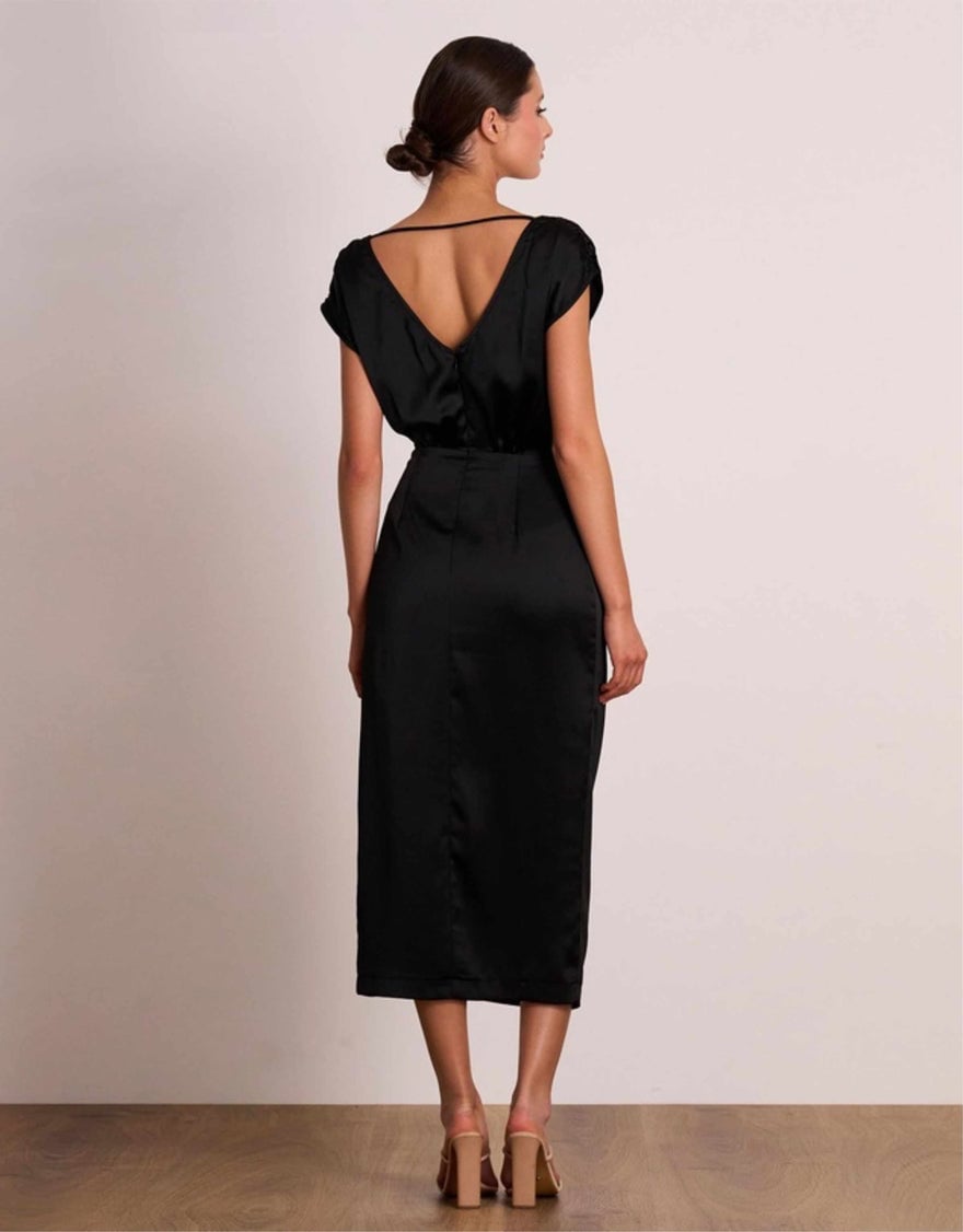 Pasduchas Luminous Wrap Midi Dress, Black photo 3
