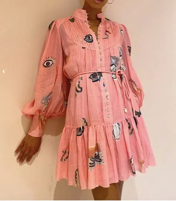 Alemais Cleo Smock Mini Dress Pink Size 12 photo 3