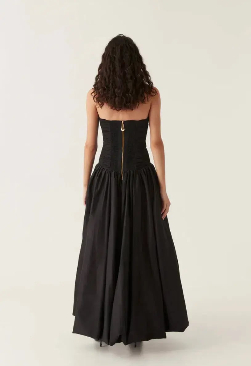 Aje Violette Bubble Hem Maxi Dress Black Size 10 photo 3
