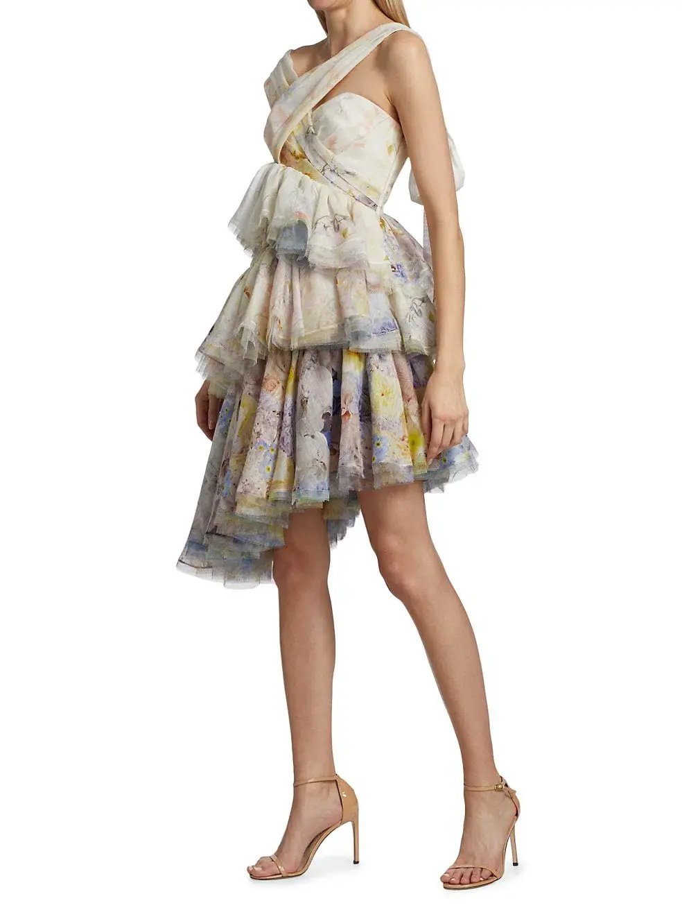 Zimmermann Rhythmic Asymmetric Mini Dress Citrus Garden Size 0P/Size 6 photo 2