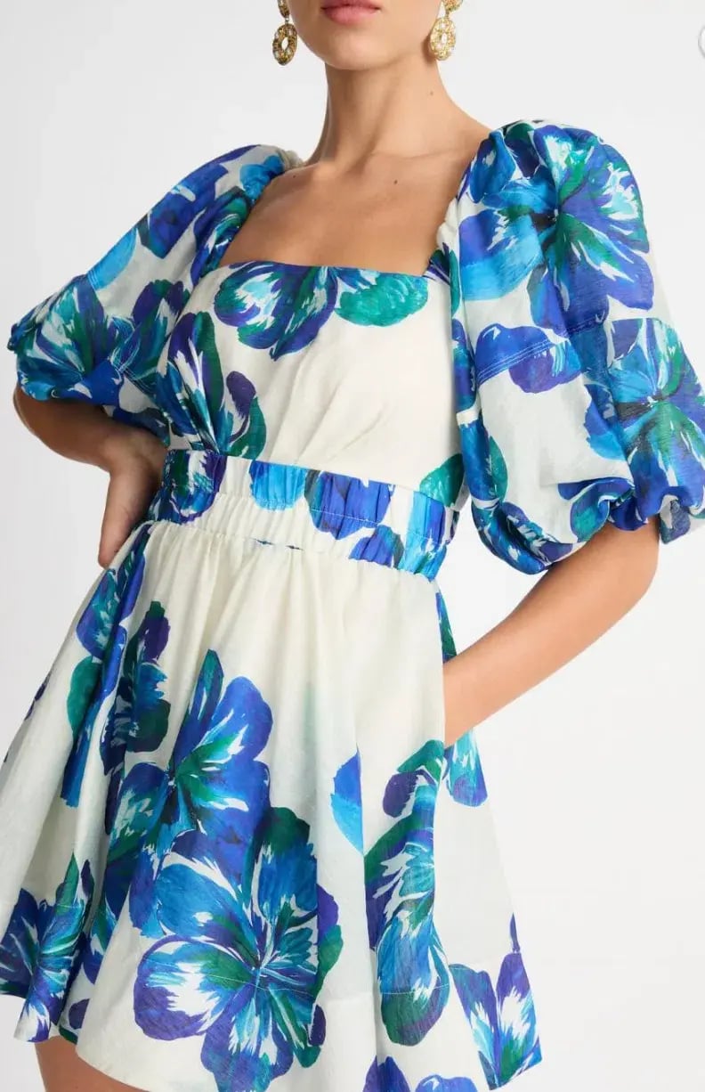 Sheike Hibiscus Mini Dress Floral Blue Size 6 photo 3