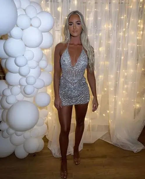 Portia and Scarlett Armani Mini Dress Silver Size 6 photo 4