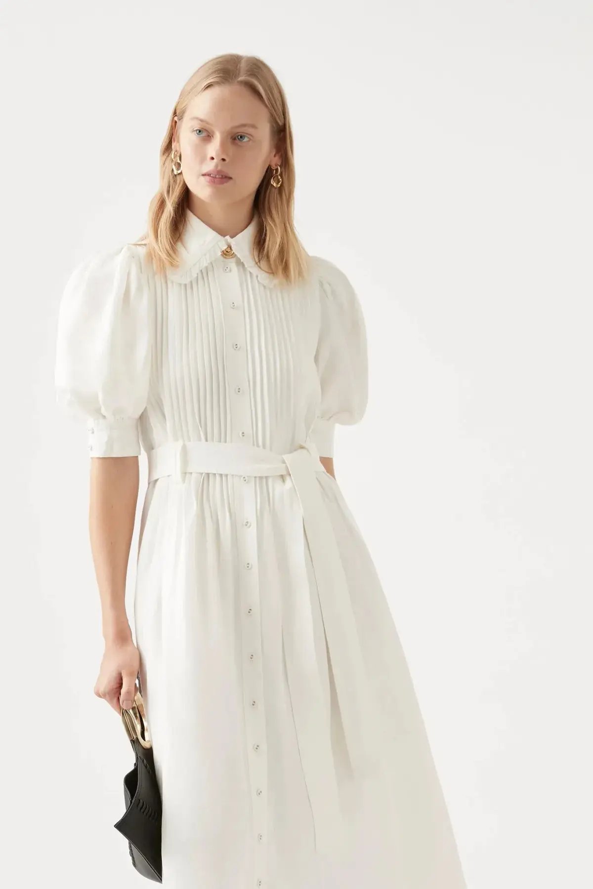 Aje Madeleine Belted Midi Dress Ivory Size 6 photo 2