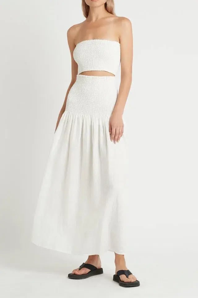 Sir The Label Madelyn Strapless Midi Dress in Ivory Size 1 / AU 8 photo 3