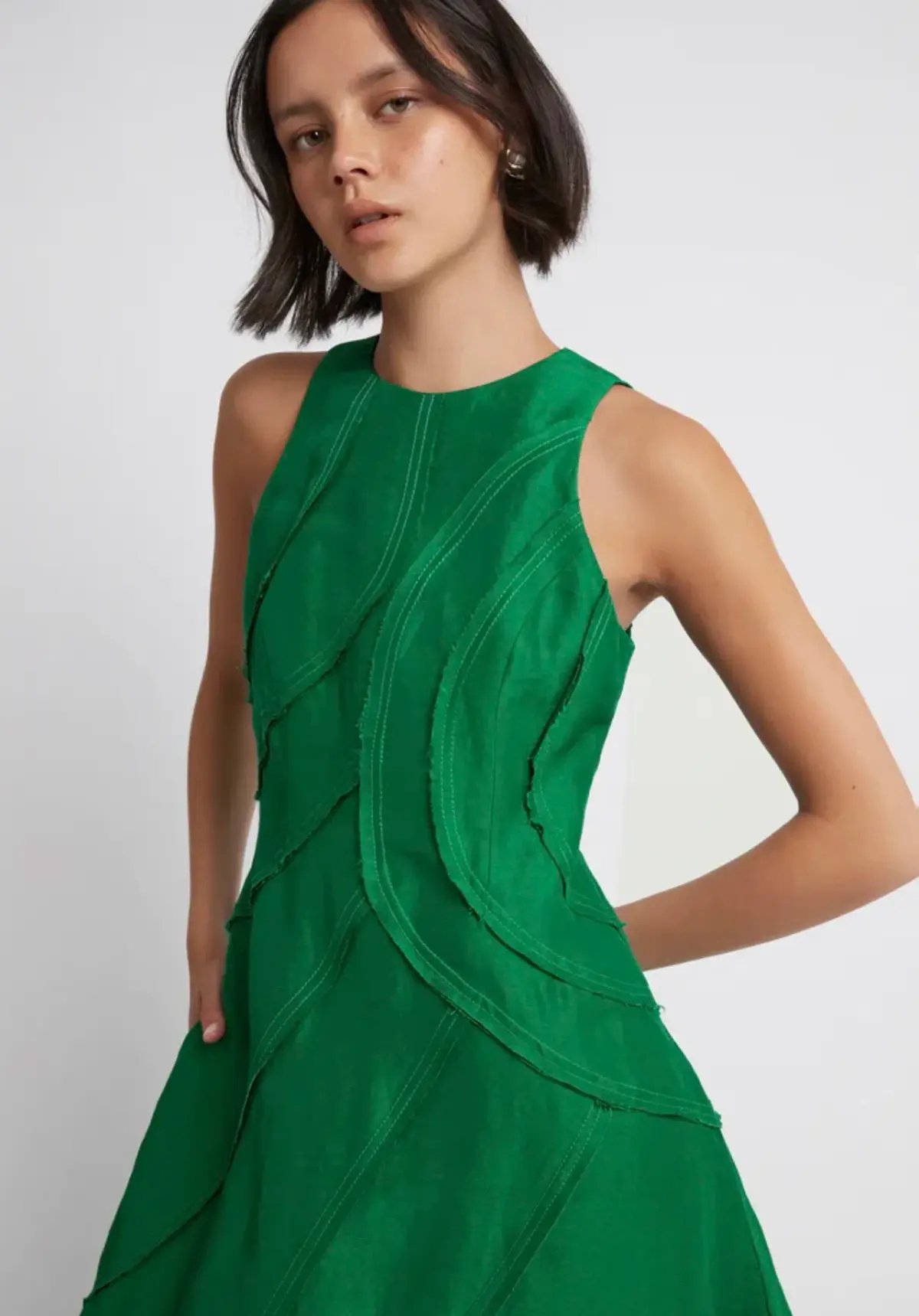 Aje Faraway Midi Dress Emerald Green Size 8 photo 2