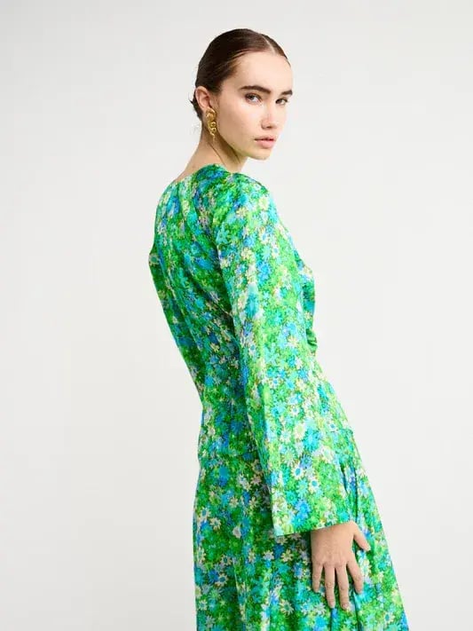 Alemais Cassandra Cut Out Midi Dress Turquoise Floral Size 10 AU photo 3