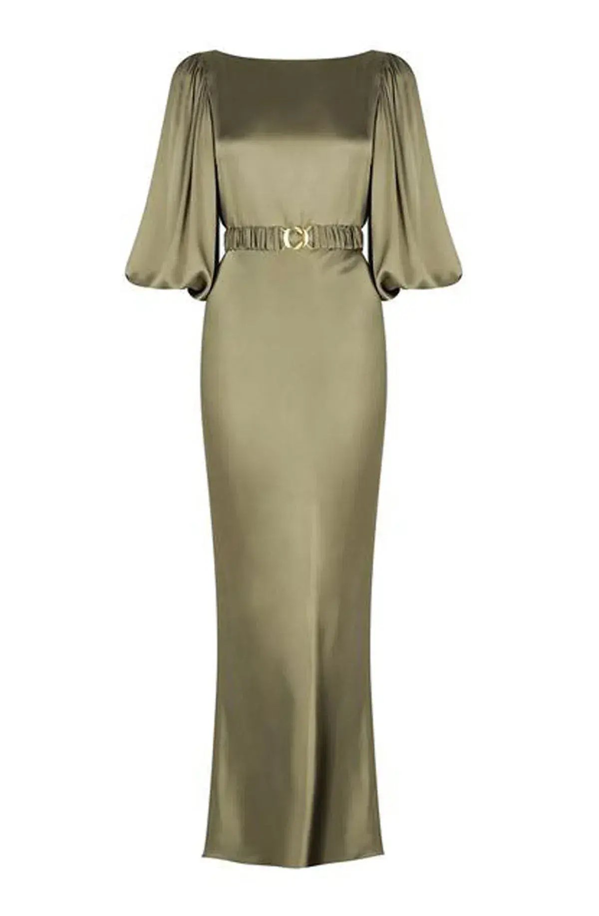 Shona Joy La Lune Balloon Sleeve Midi Dress With Belt in Moss Size 6 / XS photo 5
