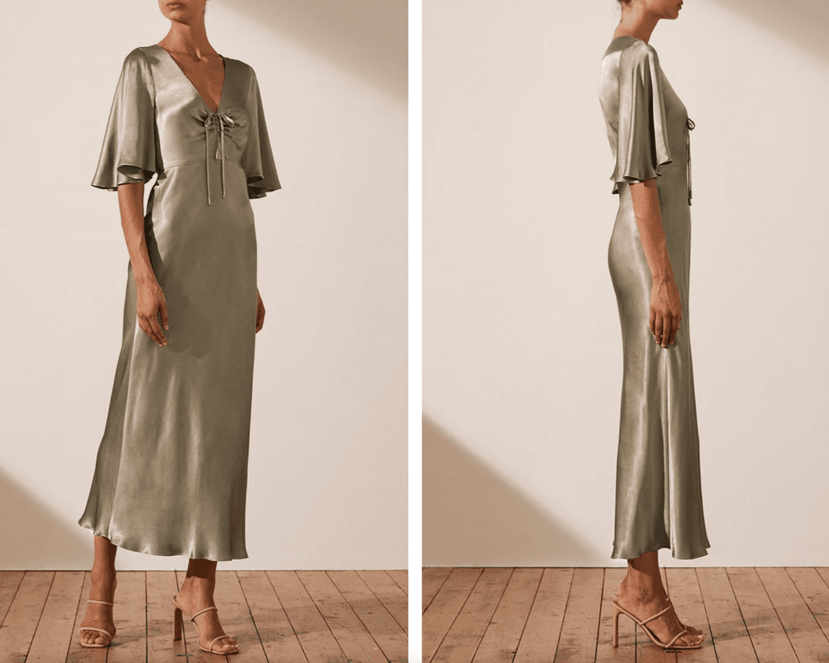 Shona Joy - LA LUNE FLUTTER SLEEVE MIDI DRESS - SAGE size 10 photo 3