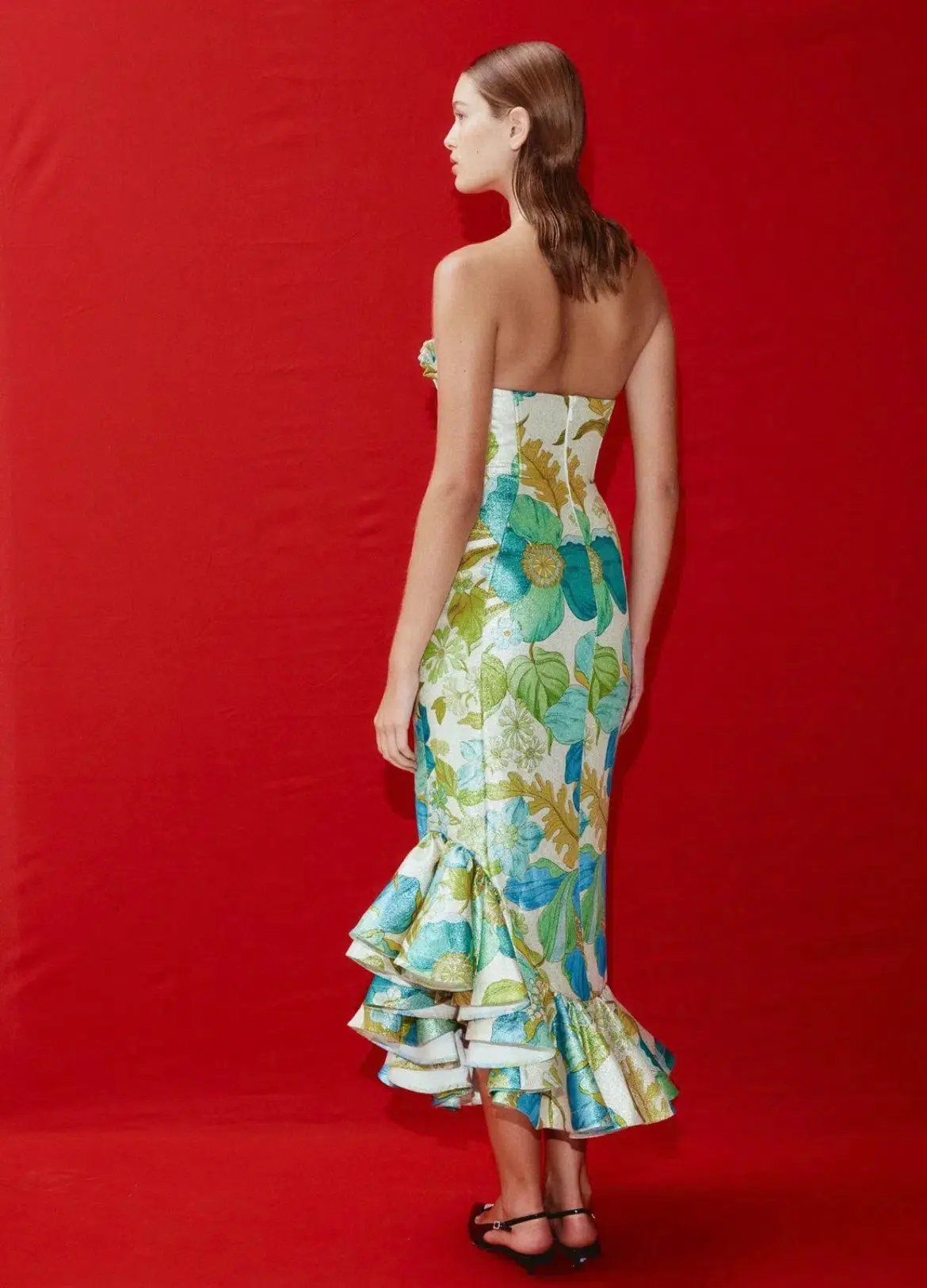 Alemais Janis Strapless Midi Dress Print Size AU 14 photo 2