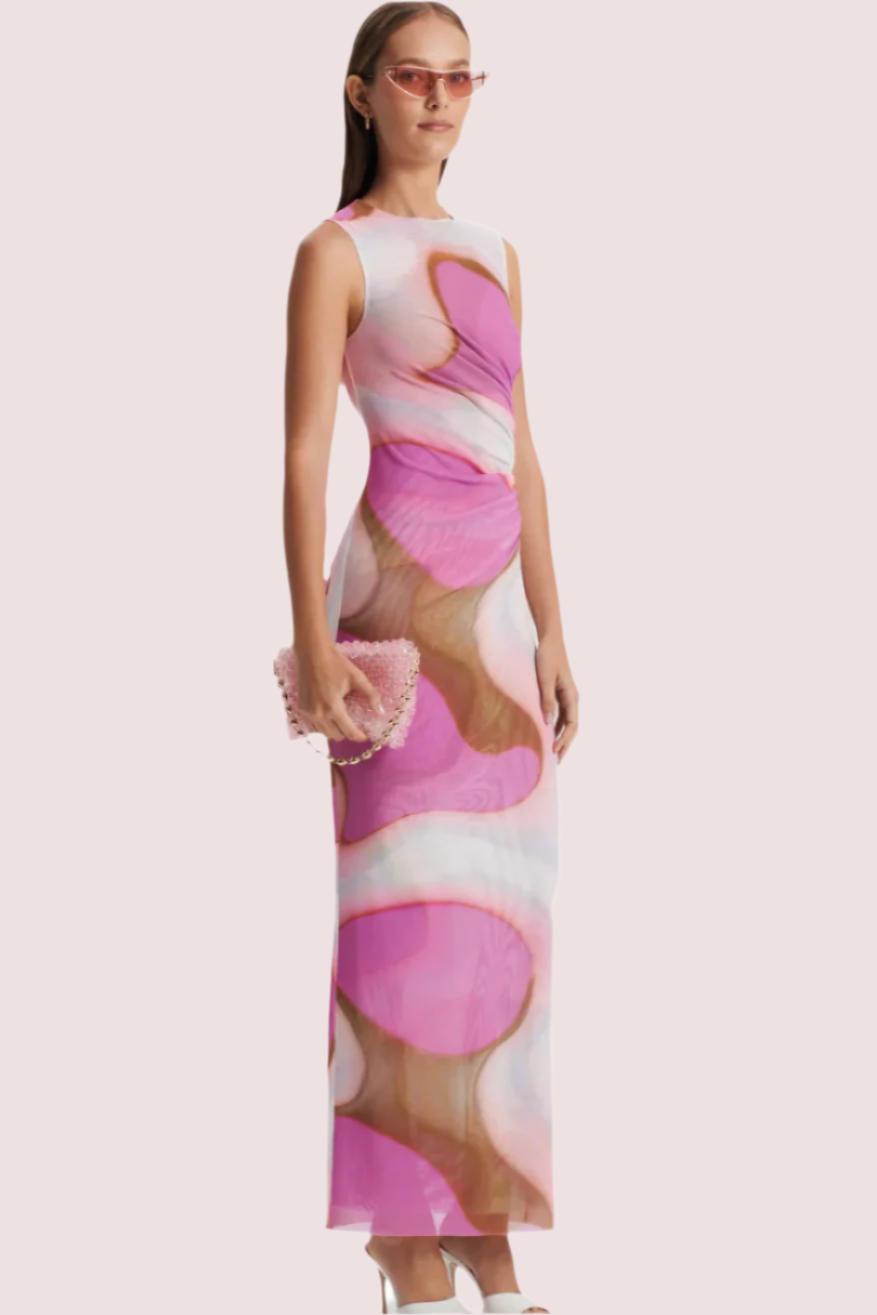 Scanlan Theodore Watercolour Dress Pink Tan photo 3