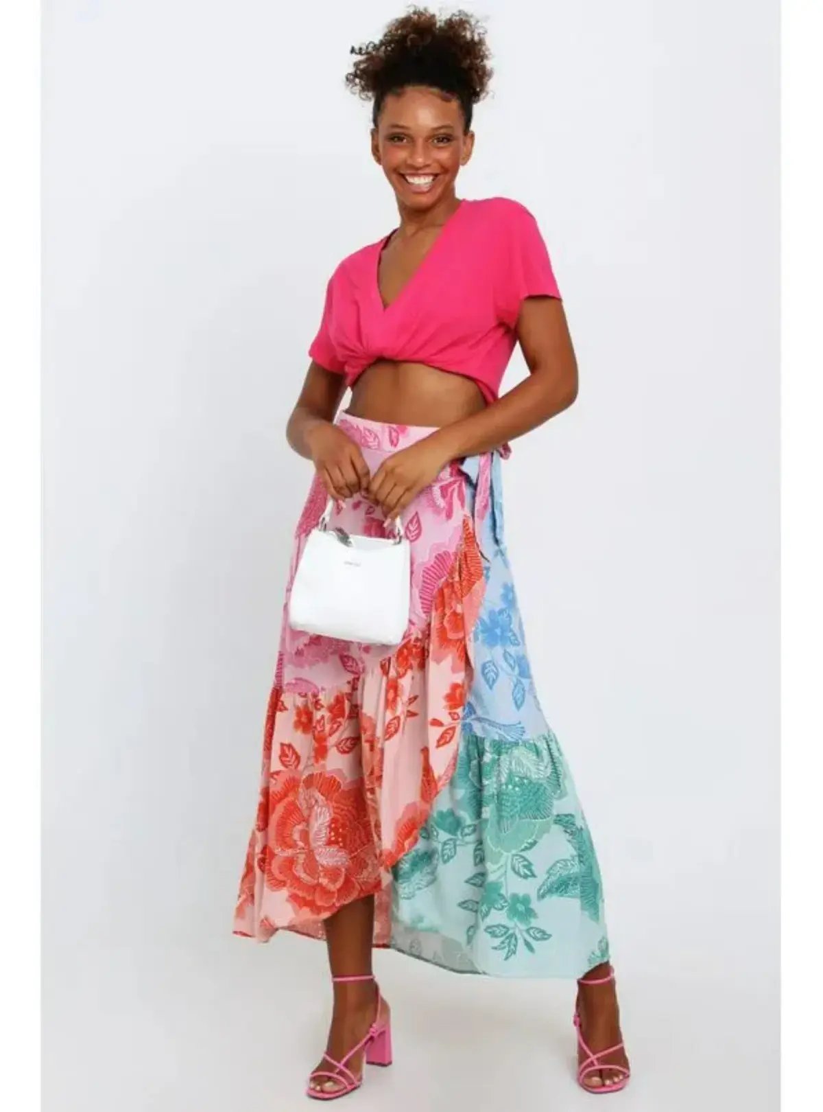 Farm Rio Flower Color Top Crop Top And Flower Colored Skirt Set Print Size S / AU 8 photo 4