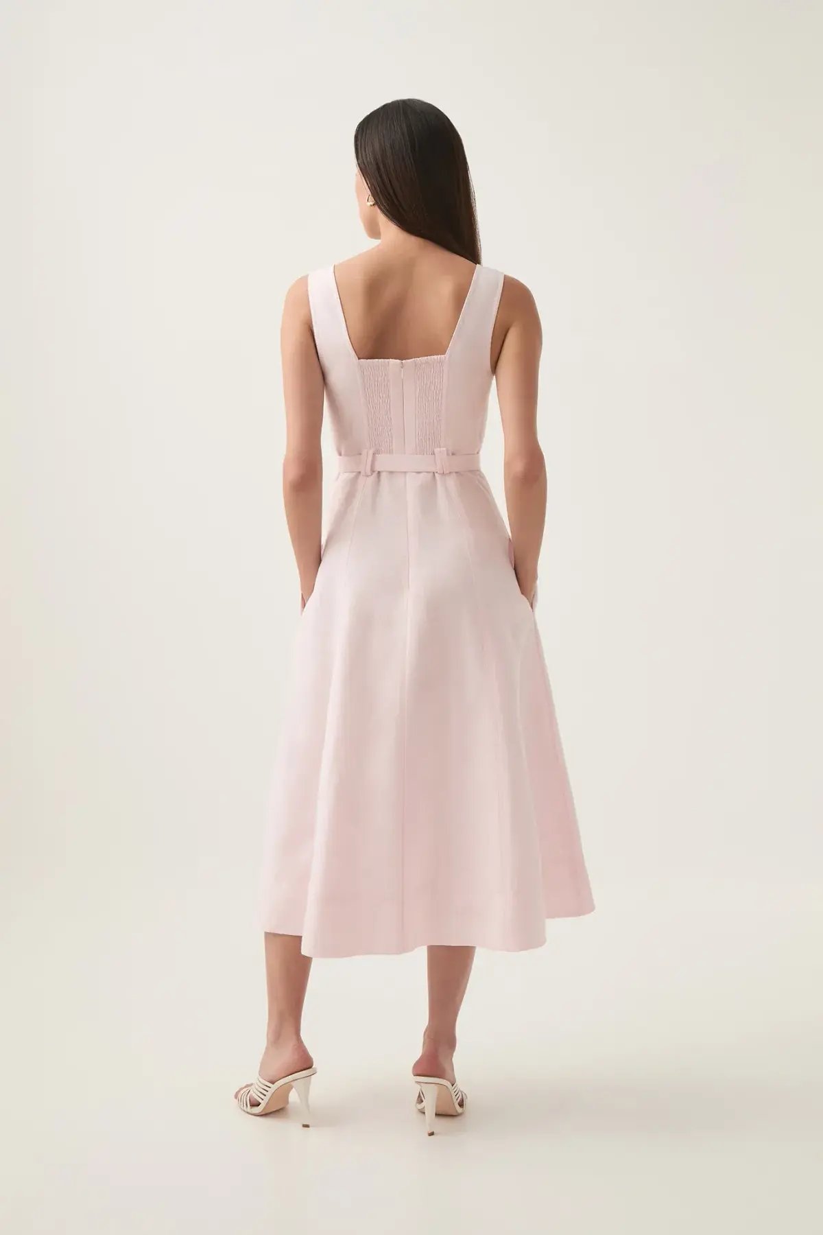 Aje Primary Belted Midi Dress Pastel Pink Size 12 photo 3