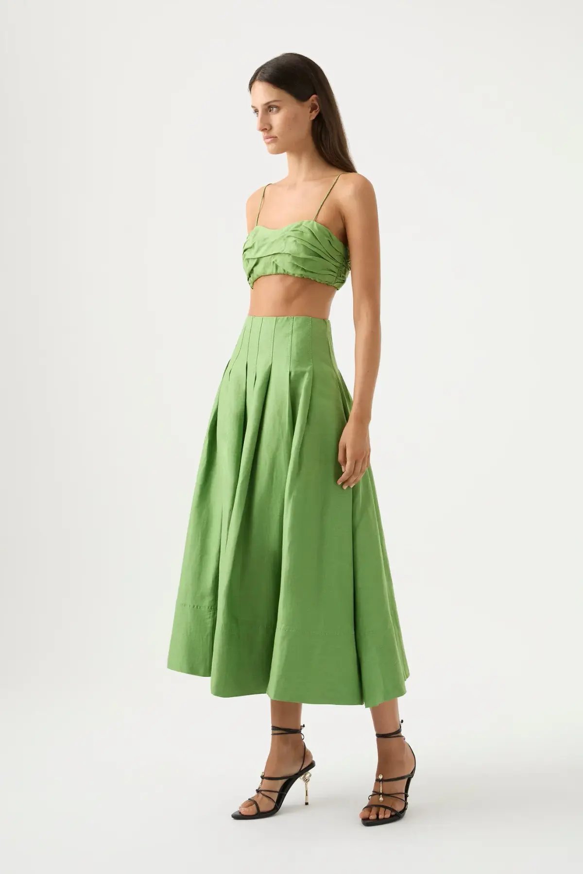 Aje Draped Twist Top & Paradiso Cinched Midi Skirt Set Fern Green Size 10 photo 2