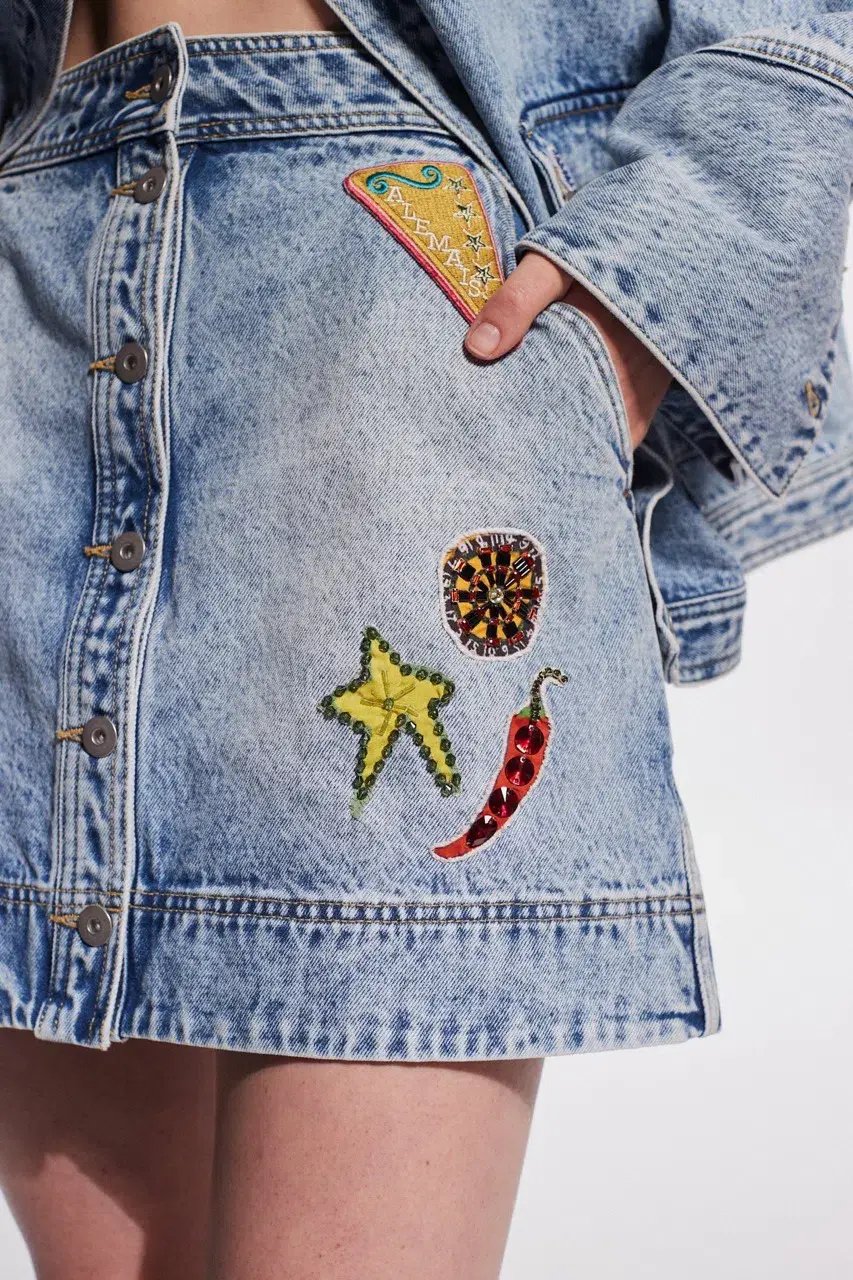 Alemais Jackpot Denim Jacket Size AU 8 and Mini Skirt Size AU 10 Blue photo 4