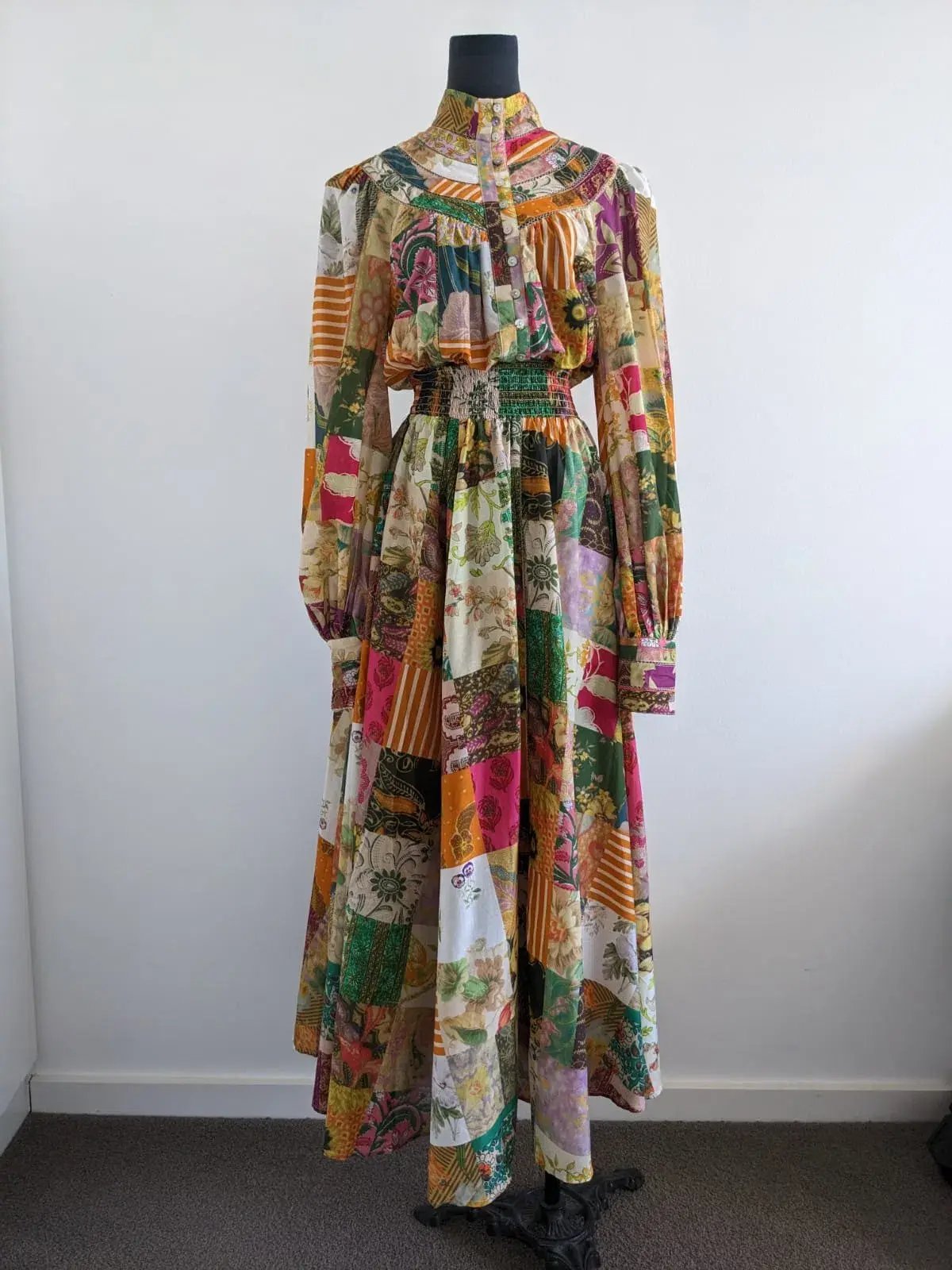 Alemais Hattie Patchwork Midi Dress Multi Print Size 8 photo 4