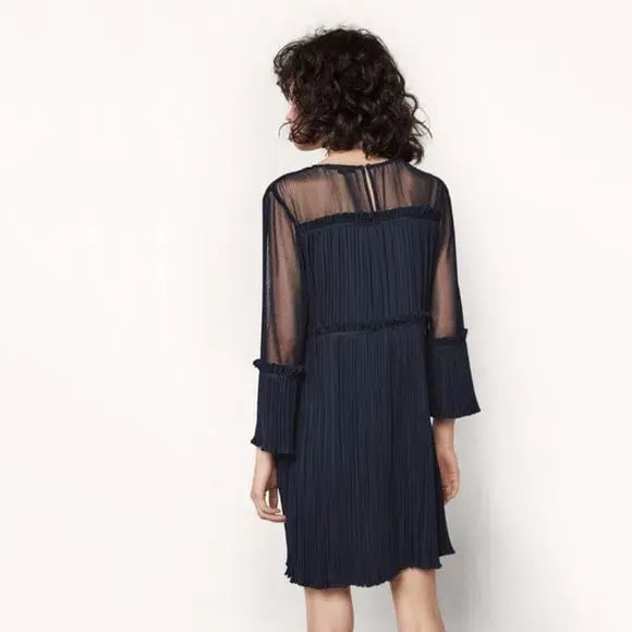 Maje Make Women’s Blue Ritzy Pleated Dress Navy Size 3 / AU 12 photo 2