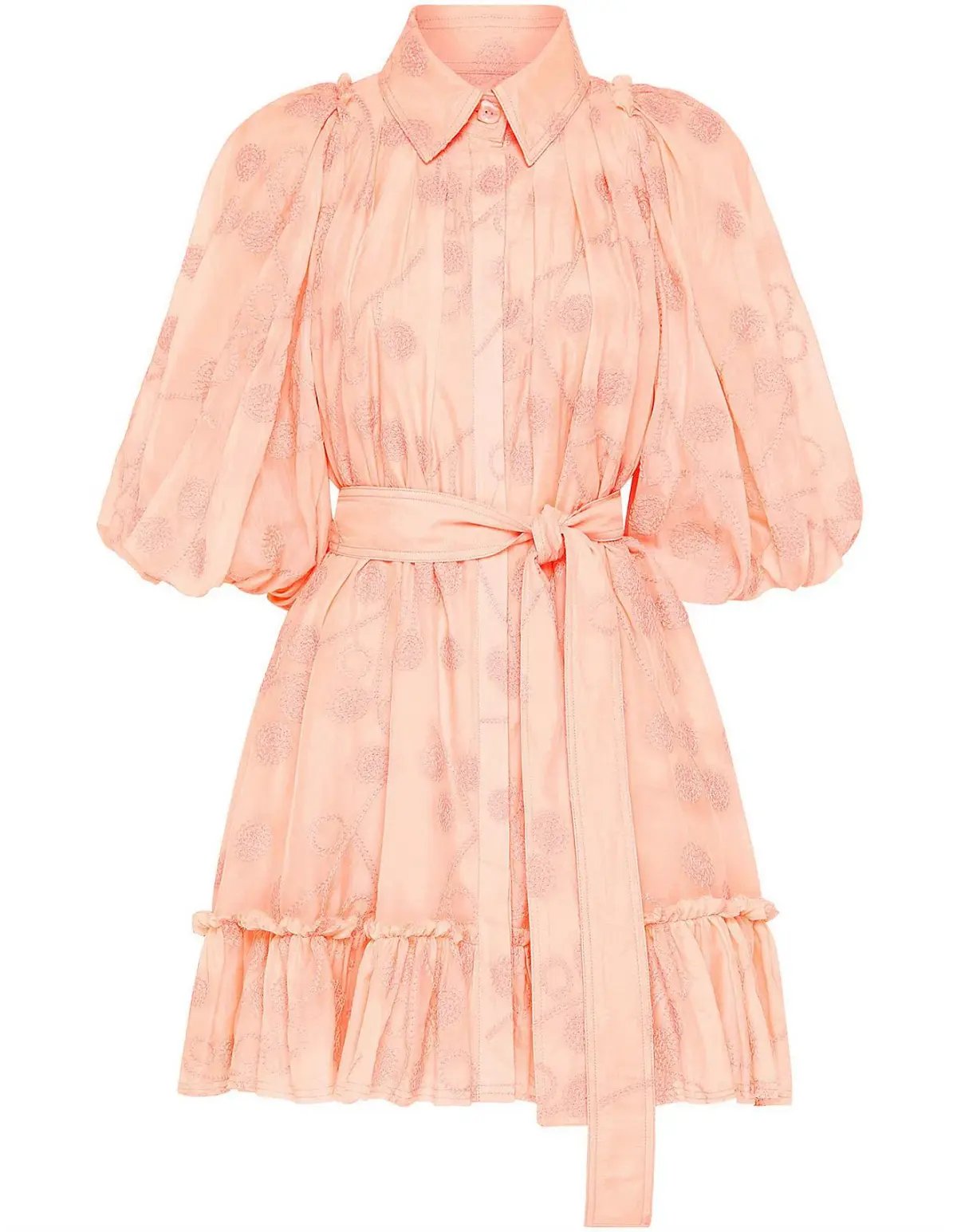Aje Textural Puff Sleeve Mini Dress Peach Size 8 photo 4