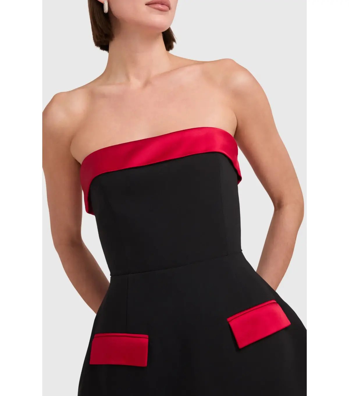 Amanda Uprichard Lucienne Skort Romper in Black/Ruby Capri Size S / AU 8 photo 3