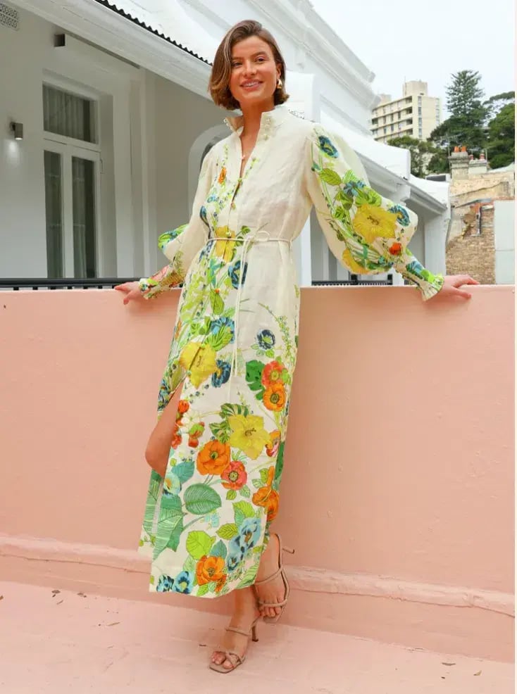 Alemais Constance Midi Shirtdress Floral Size 14 photo 4