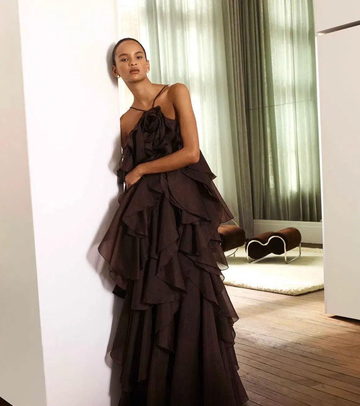 Aje Pandorea Layered Maxi Dress Carob Size AU 6 photo 2