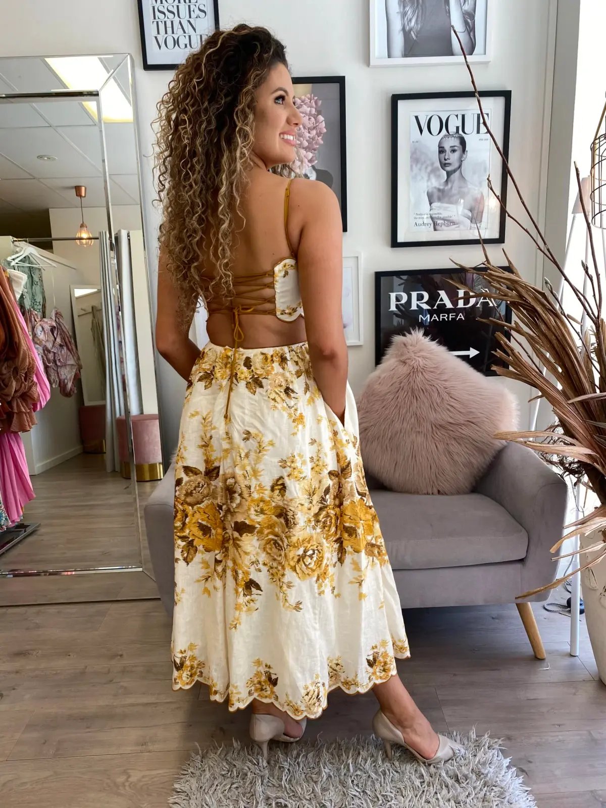 Zimmermann Aliane Scallop Midi Dress Print Size 1/Au 10 photo 4
