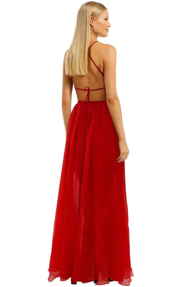 Fame and Partners Mildred Dress Red Maxi Dress Size 8 photo 3