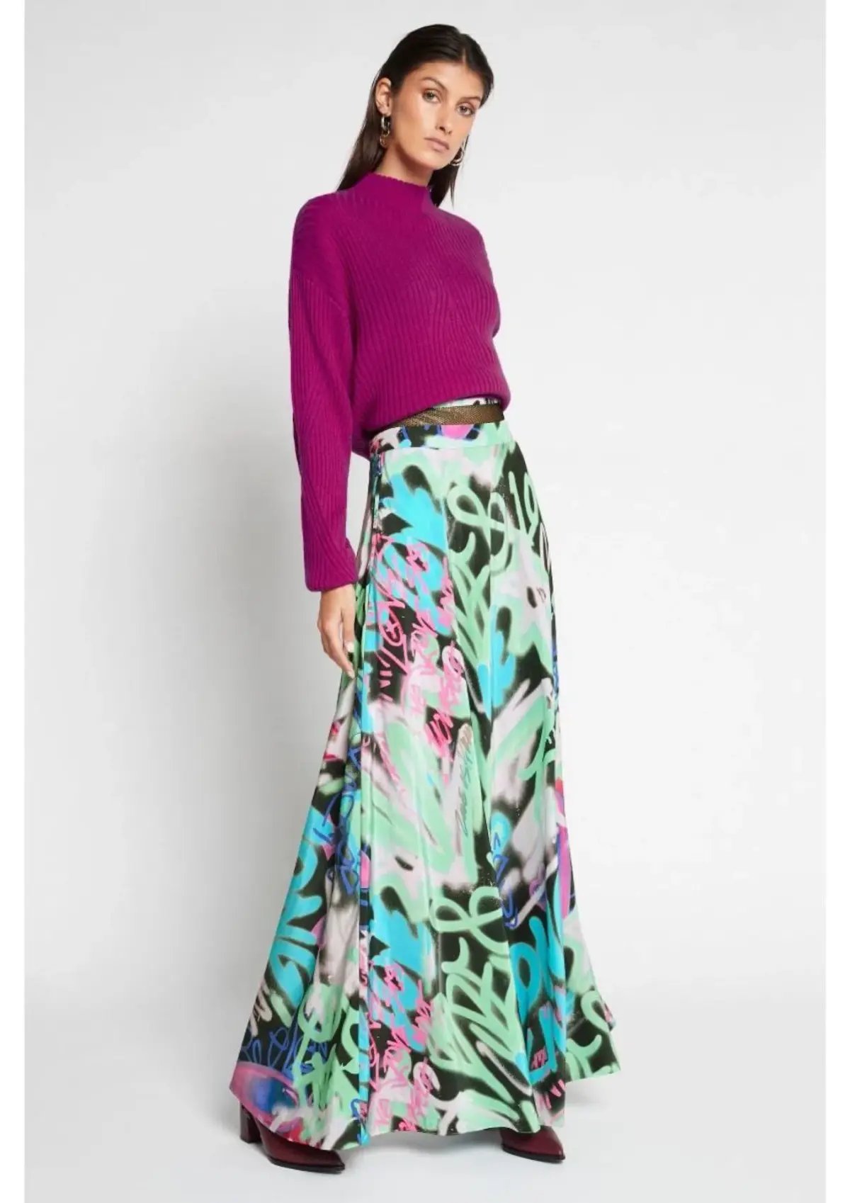 Sass and Bide Graffiti Speaks Maxi Skirt Multi Size 8 photo 2