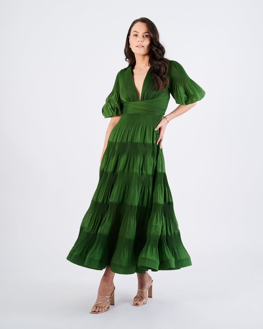 Zimmermann Pleated Midi Dress - Green photo 4