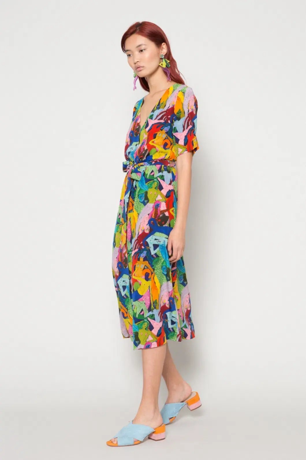 Gorman Dark Mermaid Technology Midi Silk Dress Multi Size 6 photo 3