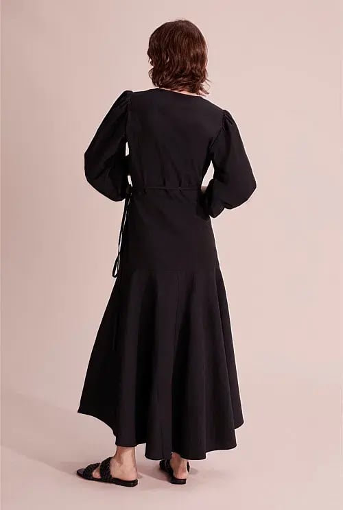 Country Road Seersucker Wrap Dress Black Size 10 photo 2