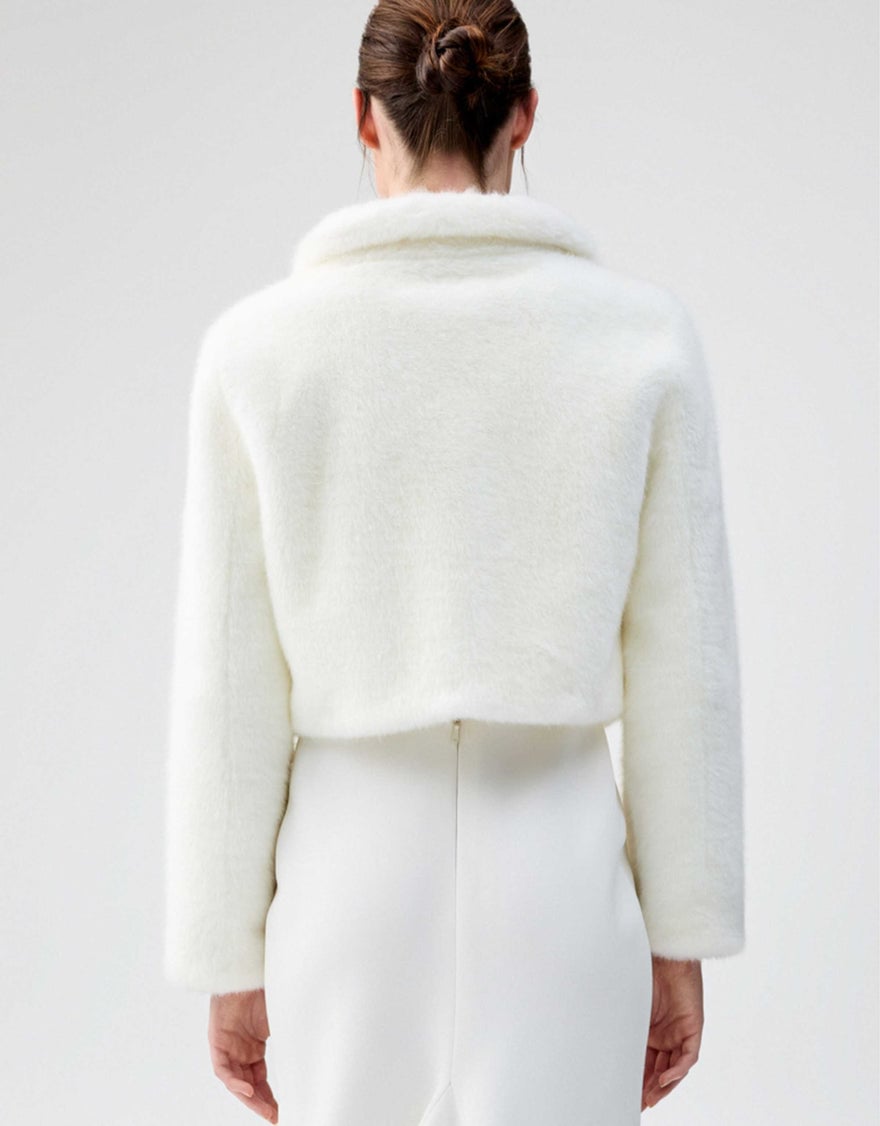 Unreal Fur Tirage Cropped Jacket, Ivory photo 4