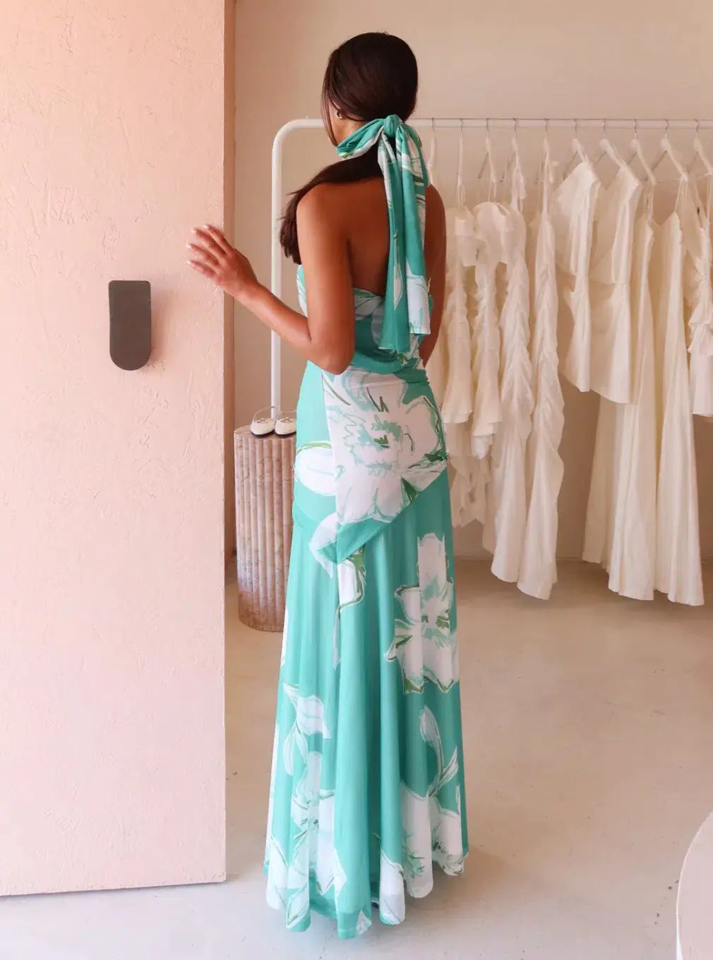 By Nicola Fiesta Off Shoulder Maxi Dress Verde Fleur Size S / AU 8 photo 8