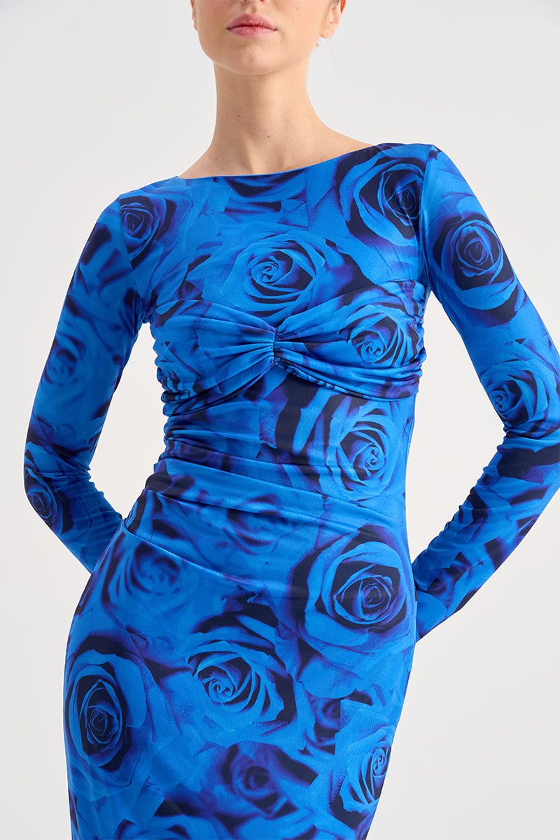 SUBOO VERONA LONG SLEEVE MAXI - BLUE ROSE photo 3