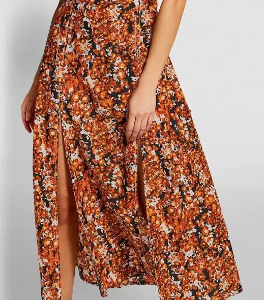 Camilla and Marc Asterid Midi Print Dress Orange Size AU 6 photo 6