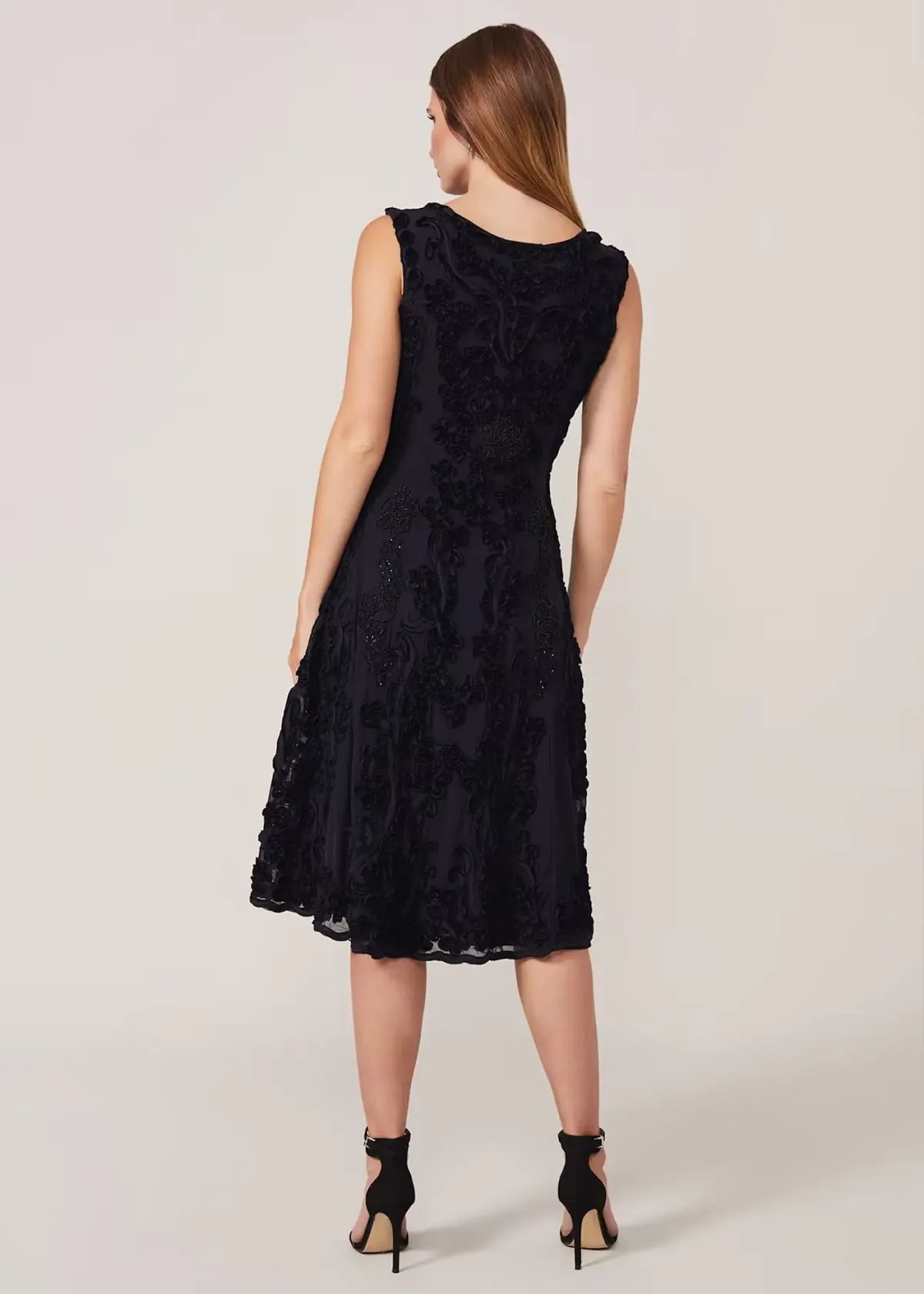 Phase Eight Penelope Tapework Lace Flared Dress Black Size 14 photo 4