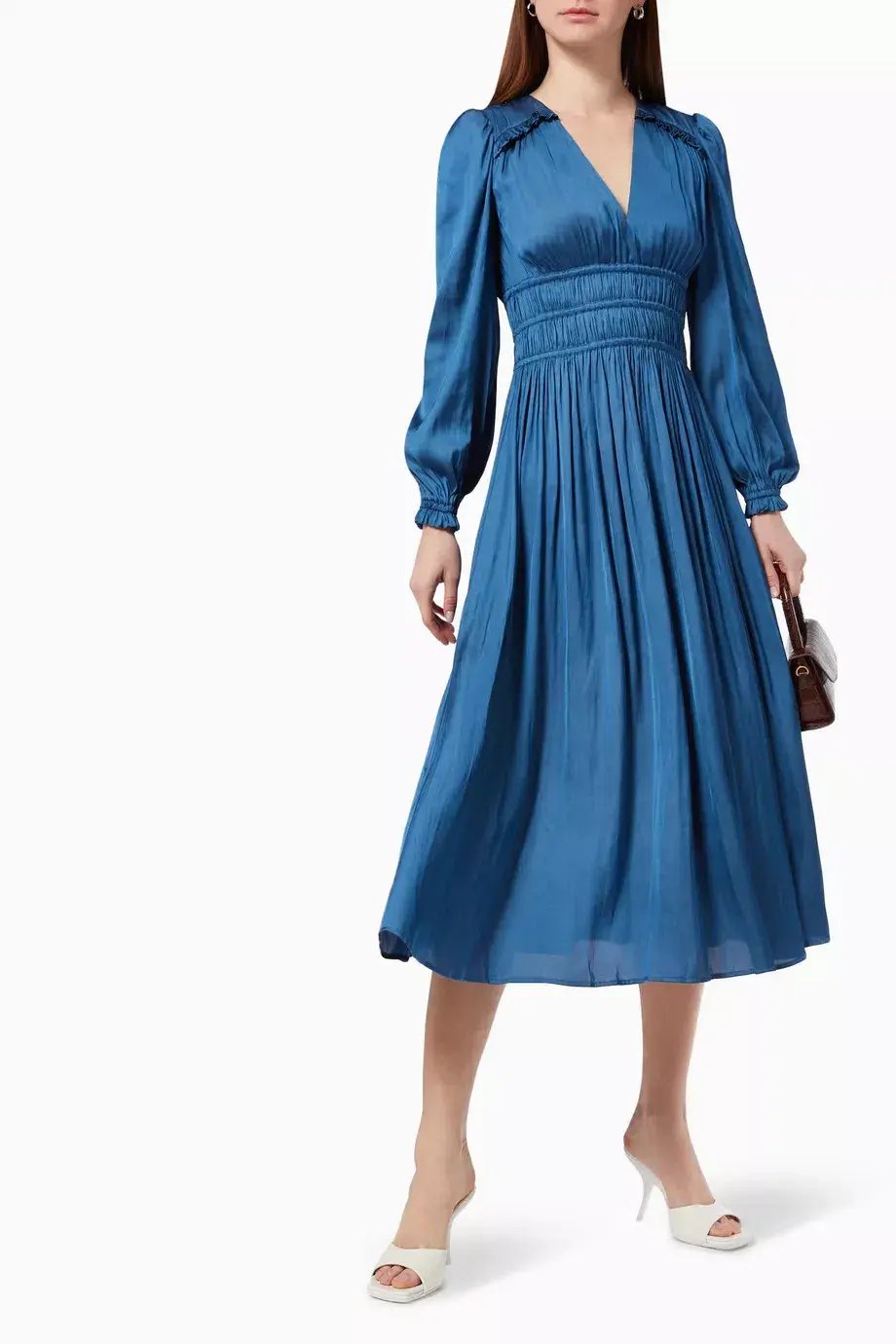 Maje  Riannette Flared Midi Dress Blue Size 36FR / AU 8 photo 2