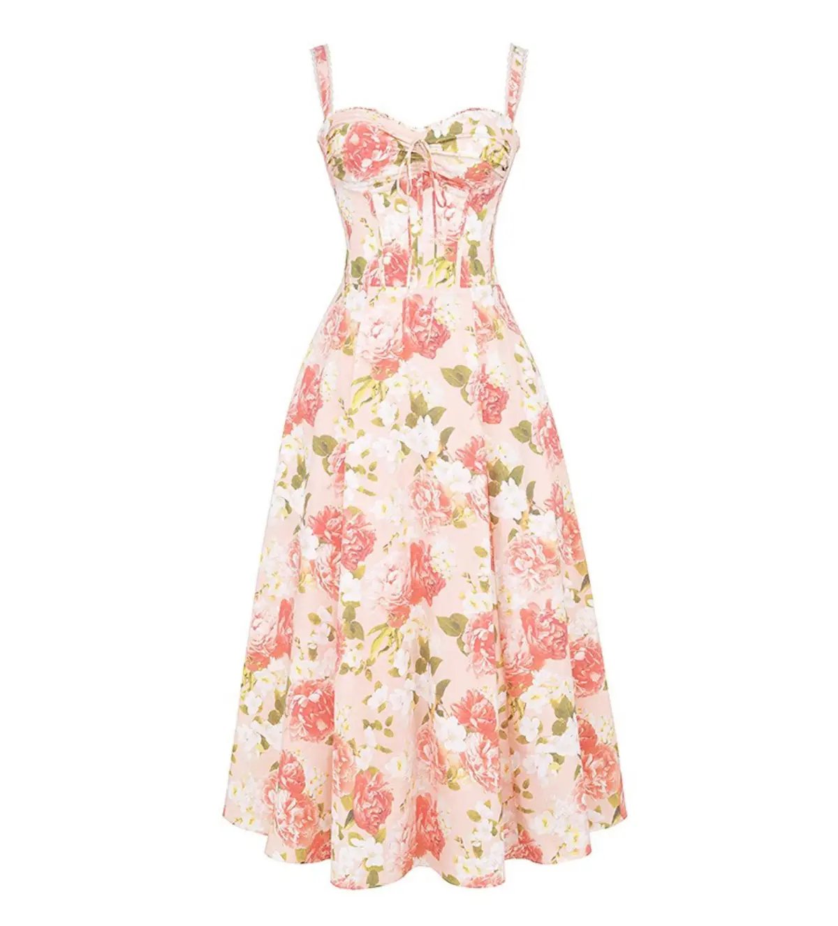 House of CB Rosalee Cotton Bustier Midi Sundress Pink Peony Print Size AU 8 photo 6
