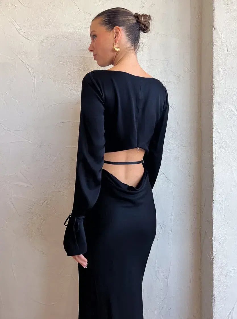 Bec & Bridge Diamond Days Long Sleeve Maxi Dress in Black Size 10 / M photo 8