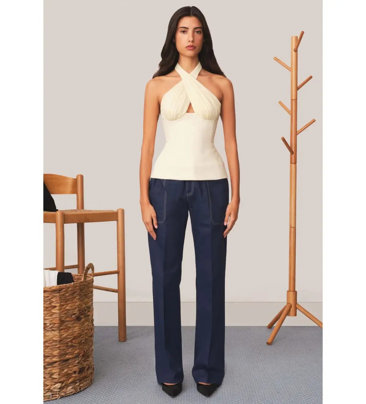 Tae Park Sculpted Halter Top Ivory Size S AU 8 photo 2