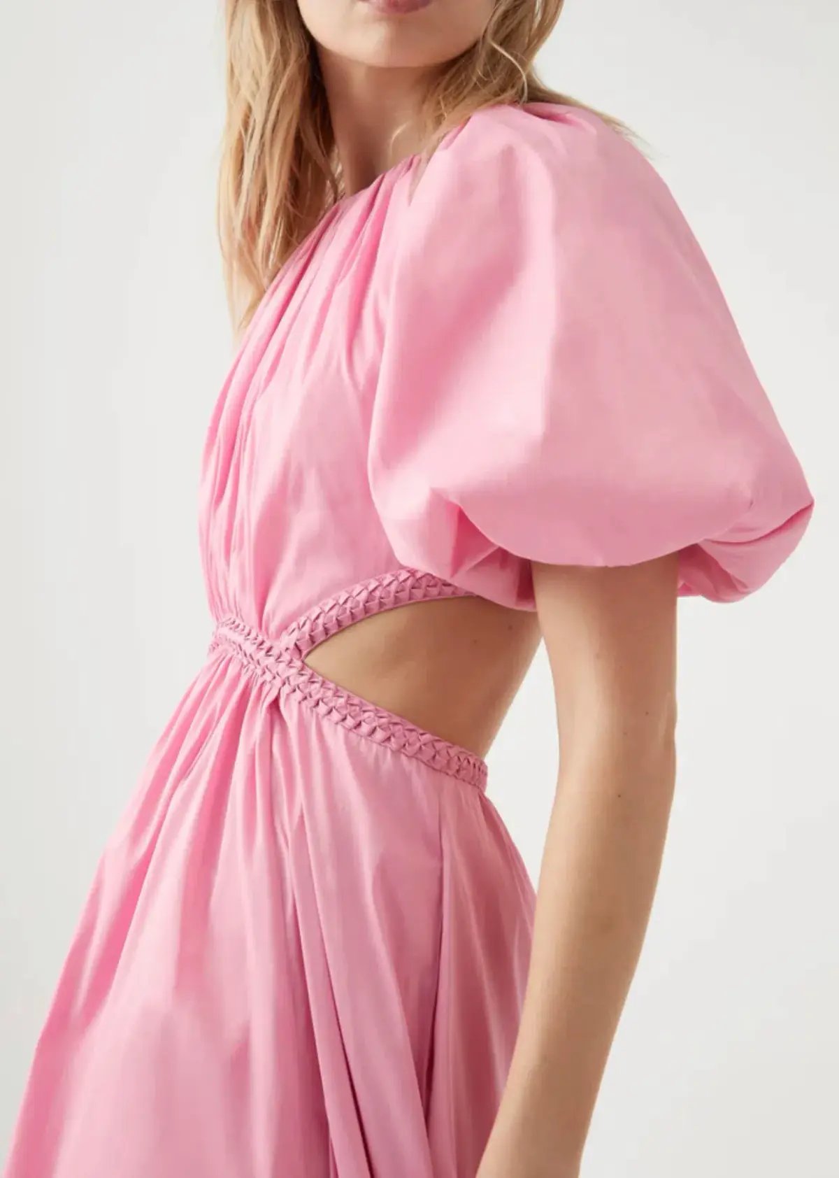 Aje Capucine Puff Sleeve Midi Dress Pink Size AU 10 photo 2