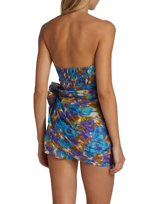 Zimmermann High Tide Wrap Playsuit Blue Ikat Floral Size 0 / Au 8 photo 2