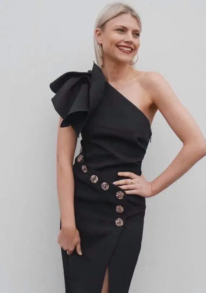 Acler Lynch One Shoulder Midi Dress Black Size 10 photo 3