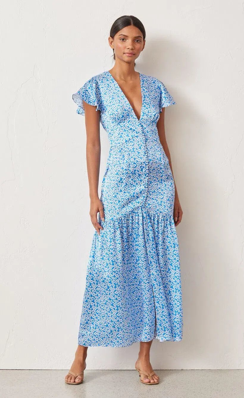 Bec & Bridge Alizee Midi Dress Blue Floral Size 12 photo 5