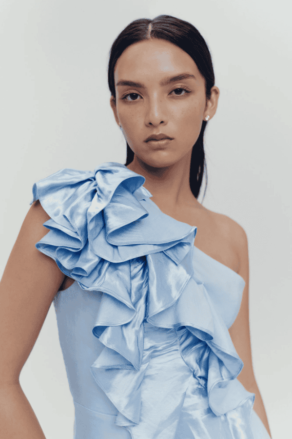 Aje Adelia Ruffle Midi Dress - Sky Blue photo 6