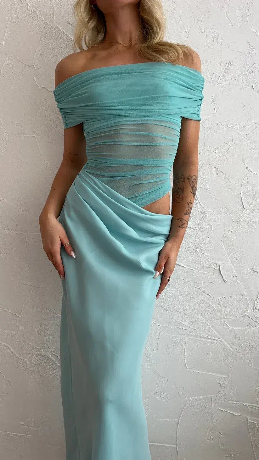 Benni Nico Off Shoulder Maxi Blue Size 8 photo 2